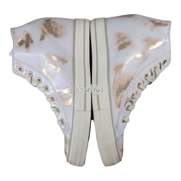 Converse 2016 Rare Lux Mid Hidden Wedge Brush Off Leather White Gold Sneaker 10 - Picture 10 of 10